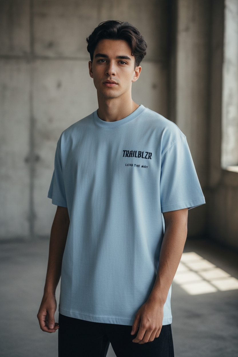 Light Blue T-Shirt Close-up