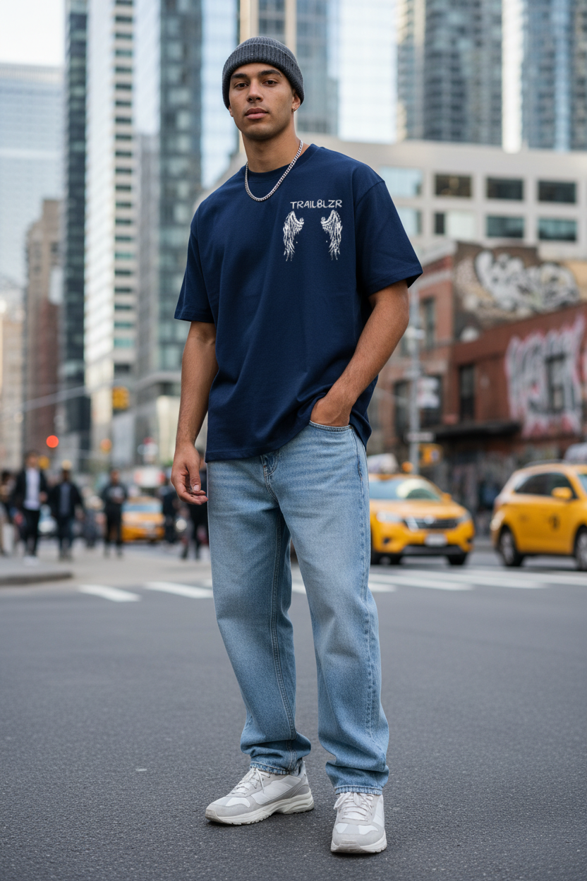 Male Model Navy T-Shirt