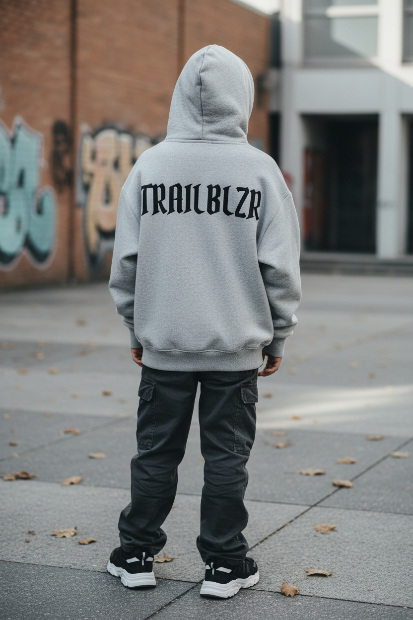 TRAILBLZR Kids Hoodie Back View with Design