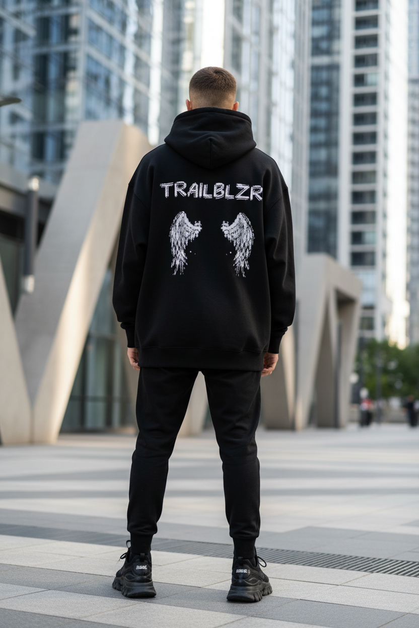 Unisex Black Hoodie Back View